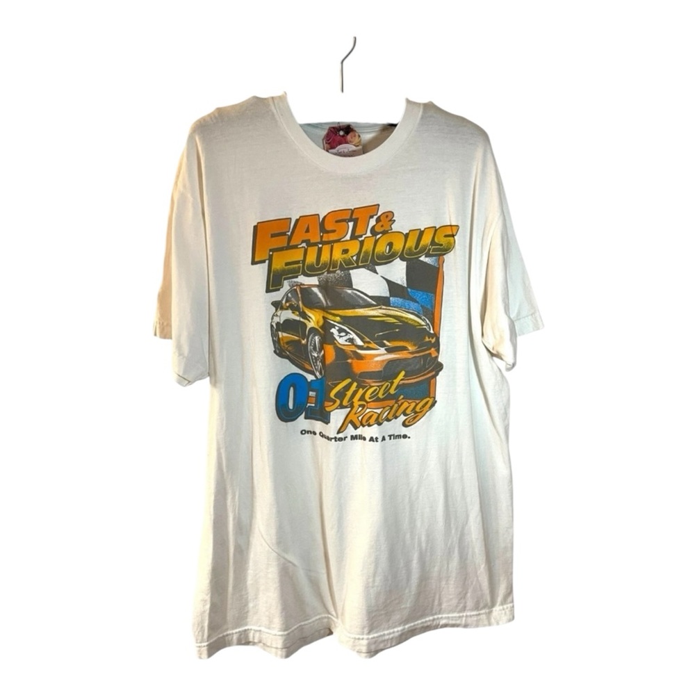 Fast & Furious Y2K 2001 Vintage White Street Racing T-Shirt Sz XL